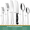 24 Piece Flatware Set for 4, TINANA Stainless Steel Flatware Set, Mirror Polished Cutlery Utensil Set, Durable Home Kitchen Eating Tableware Set, Fork Knife Spoon Set,Dishwasher Safe-Silver EasyOptionXY LLC
