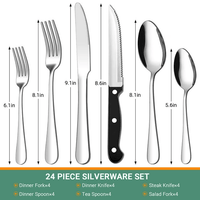 24 Piece Flatware Set for 4, TINANA Stainless Steel Flatware Set, Mirror Polished Cutlery Utensil Set, Durable Home Kitchen Eating Tableware Set, Fork Knife Spoon Set,Dishwasher Safe-Silver EasyOptionXY LLC