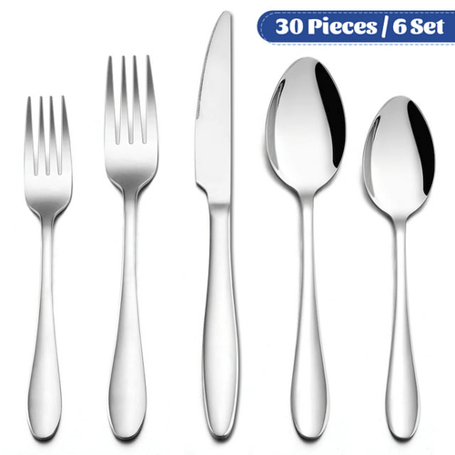 Walchoice 30-Piece Silverware Set, Stainless Steel Flatware Cutlery Set Service for 4, Metal Eating Utensil for Home Restaurant, Include Knife Fork Spoon EasyOptionXY LLC