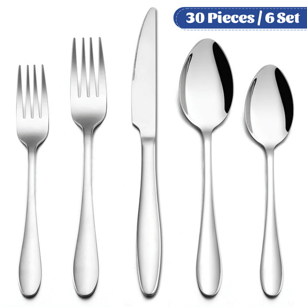 Walchoice 30-Piece Silverware Set, Stainless Steel Flatware Cutlery Set Service for 4, Metal Eating Utensil for Home Restaurant, Include Knife Fork Spoon EasyOptionXY LLC