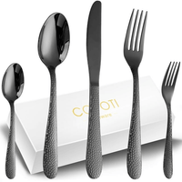 Flatware Set Black 20 Piece For 4 People, COPOTI Modern Stainless Steel Knife Fork Spoon Dinner Set. EasyOptionXY LLC