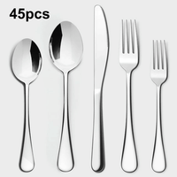 Lovote Flatware Set 45 Pieces Stainless Steel Silverware Sets, Utensils Set Service for 9, Tableware Cutlery Set for Home and Restaurant Including Salad Fork, Dinner Fork, Knife, Spoon, and Teaspoon EasyOptionXY LLC