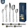 20PCS Silverware Set, Stainless Steel Flatware Set 4 Knives 4 Forks 4 Spoons 4 Tea Forks 4 Teaspoons with Beautiful Flower Pattern for Kitchen Restaurant Party Sliver EasyOptionXY LLC