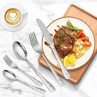 20PCS Silverware Set, Stainless Steel Flatware Set 4 Knives 4 Forks 4 Spoons 4 Tea Forks 4 Teaspoons with Beautiful Flower Pattern for Kitchen Restaurant Party Sliver EasyOptionXY LLC