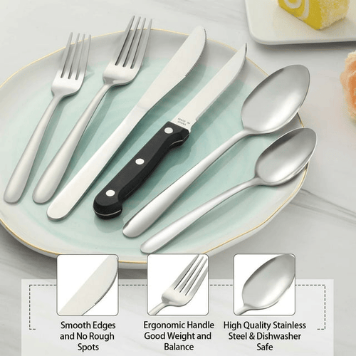 Bestdin 24 Pieces Silverware Set, Flatware Sets with Steak Knives Service for 4, Premium Stainless Steel Mirror Polished Cutlery Utensil Set, Durable Home Kitchen Eating Tableware Set, Dishwasher Safe EasyOptionXY LLC