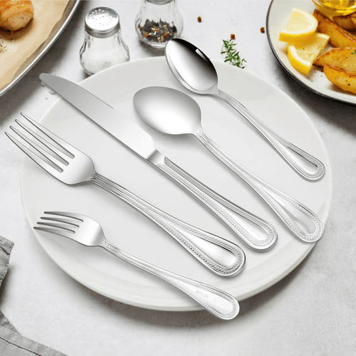 Walchoice 30 Pieces Silverware Set, Stainless Steel Flatware Cutlery Set Service for 6, Fork Knife and Spoon Set, Pearled Edges EasyOptionXY LLC