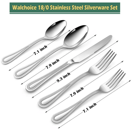 Walchoice 30 Pieces Silverware Set, Stainless Steel Flatware Cutlery Set Service for 6, Fork Knife and Spoon Set, Pearled Edges EasyOptionXY LLC