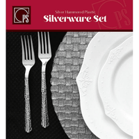 Posh Setting Hammered Effect Design Silver Plastic Cutlery 180 count set (Includes Forks, Knives, Soup Spoons and Tea Spoons - Posh Setting EasyOptionXY LLC