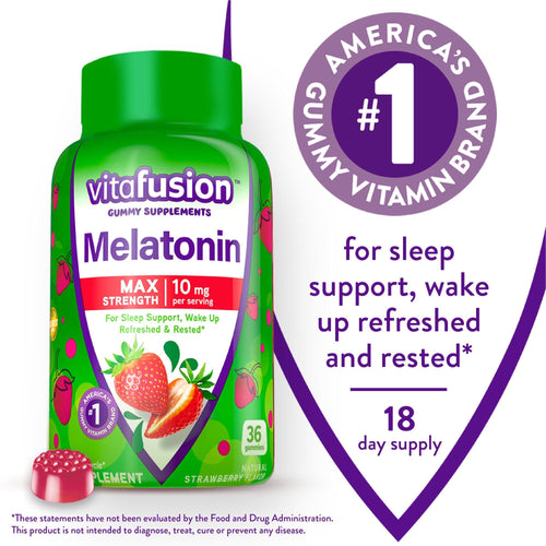 Vitafusion Max Strength Melatonin Gummy Supplements; Strawberry; 100 Count EasyOptionXY LLC