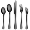 OGORI 20 Pieces Utensils Sets, Polished Stainless Steel Round Handle Flatware Service for 4 Black EasyOptionXY LLC