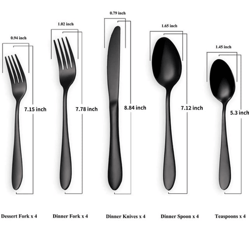 OGORI 20 Pieces Utensils Sets, Polished Stainless Steel Round Handle Flatware Service for 4 Black EasyOptionXY LLC