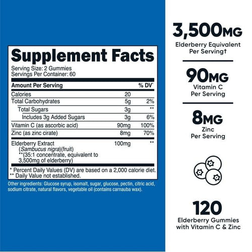 Nutricost Elderberry Gummies 100mg with Zinc & Vitamin C, 120 Gummies, Supplement EasyOptionXY LLC