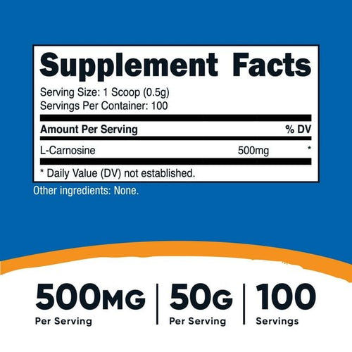 Nutricost L-Carnosine Supplement Powder 50 Grams (100 Servings) EasyOptionXY LLC
