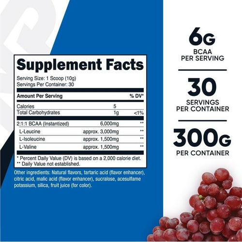 Nutricost BCAA Powder - 2:1:1 - (Grape) 30 Servings - Branch-Chain Amino Acids EasyOptionXY LLC
