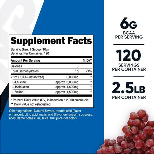 Nutricost BCAA Powder- 2:1:1 (Grape, 120 Servings) - Gluten Free, Non-GMO, Vegetarian EasyOptionXY LLC