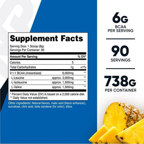 Nutricost BCAA Powder- 2:1:1 (Pineapple) 90 Servings - Non-GMO Amino Acid EasyOptionXY LLC