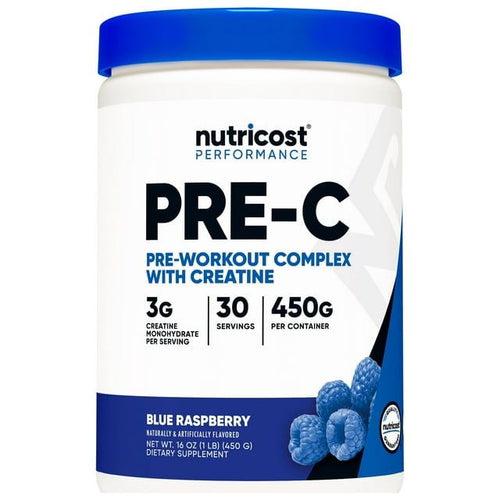 Nutricost Pre-C, Pre-Workout Complex with Creatine Powder (Blue Raspberry) - Boost Fitness Routines, 450g EasyOptionXY LLC