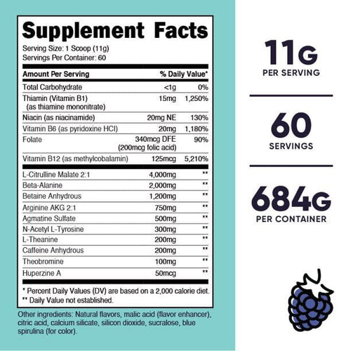 Nutricost Pre-Workout Powder for Women, Blue Raspberry, 60 Servings, Supplement EasyOptionXY LLC