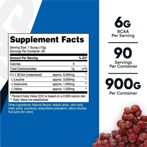 Nutricost BCAA Powder- 2:1:1 (Grape) 90 Servings -Non-GMO Amino Acids EasyOptionXY LLC