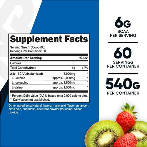Nutricost BCAA Powder- 2:1:1 (Strawberry Kiwi) 60 Servings - Non-GMO Amino Acid Supplement EasyOptionXY LLC