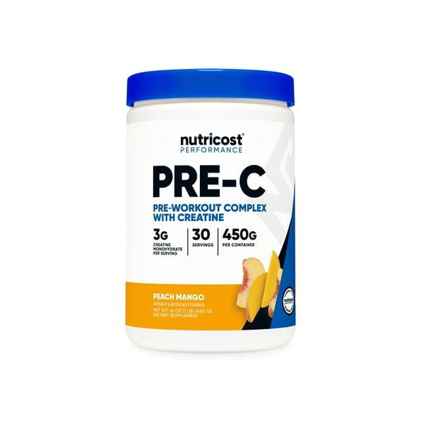 Nutricost Pre-C, Pre-Workout Complex with Creatine Powder (Peach Mango) - Boost Fitness Routines, 450g EasyOptionXY LLC