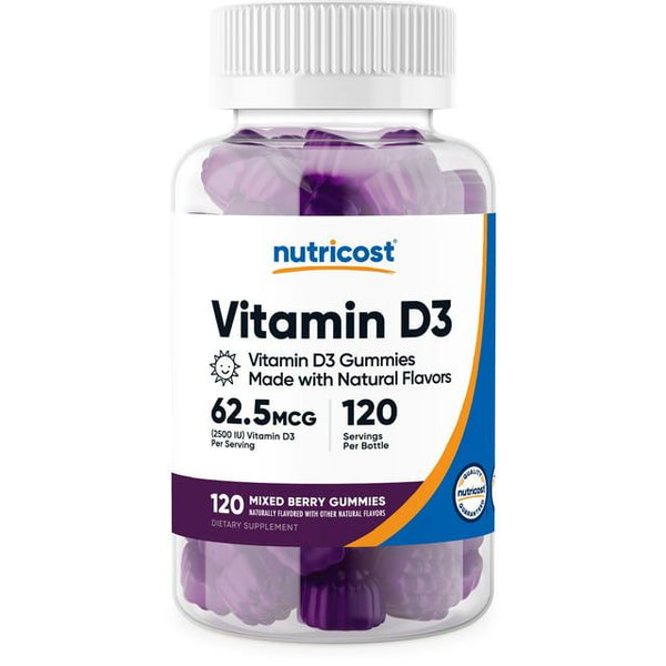 Nutricost Vitamin D3 Gummies 2,500 IU, 120 Gummies - Mixed Berry EasyOptionXY LLC