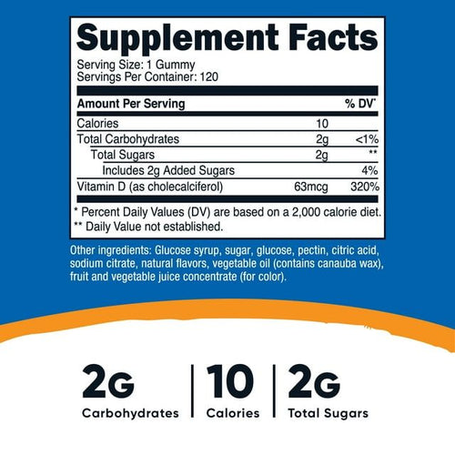 Nutricost Vitamin D3 Gummies 2,500 IU, 120 Gummies - Mixed Berry EasyOptionXY LLC