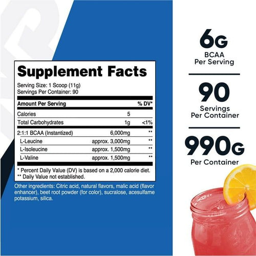 Nutricost BCAA Powder- 2:1:1 - (Raspberry Lemonade) 90 Servings - Amino Acids EasyOptionXY LLC