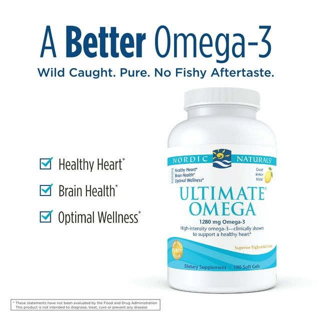 Nordic Naturals Ultimate Omega Softgels, Lemon, 1280 mg, Fish Oil, 180 Ct EasyOptionXY LLC