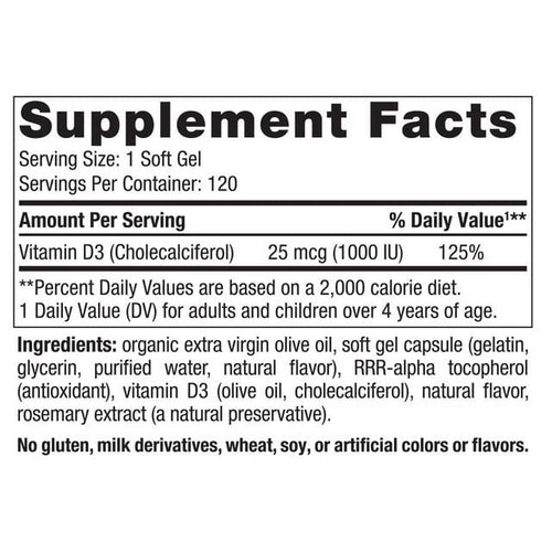Nordic Naturals Vitamin D3 Softgels, 1000 IU, Supports Healthy Bones 120 Ct EasyOptionXY LLC