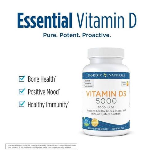 Nordic Naturals Vitamin D3 5000 IU Softgels, Supports Healthy Bones, 120 Ct EasyOptionXY LLC