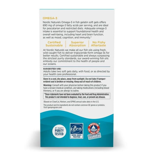 Nordic Naturals Omega-3 Fish Gelatin, Lemon, 690 mg, Immune Support, 60 Ct EasyOptionXY LLC