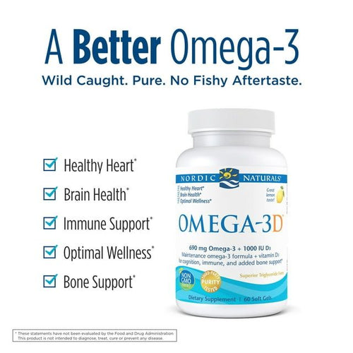 Nordic Naturals Omega-3D Softgels, EPA & DHA, Lemon, 60 Ct EasyOptionXY LLC