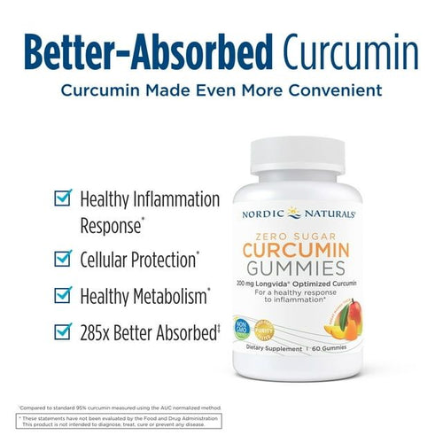 Nordic Naturals Zero Sugar Curcumin Gummies, 200 Mg, Non-GMO, 60 Count EasyOptionXY LLC