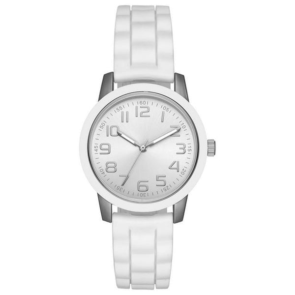 Time & Tru Women's Wristwatch: Silver Case, White Bezel, Easy Read Dial, Silicone Strap (FMDOTT014) EasyOptionXY LLC