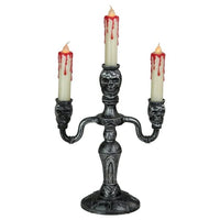 13.75" Antique Silver Skull Trio Halloween Candelabra EasyOptionXY LLC