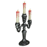 13.75" Antique Silver Skull Trio Halloween Candelabra EasyOptionXY LLC
