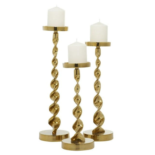 DecMode 3 Candle Gold Aluminum Candle Holder, Set of 3 EasyOptionXY LLC