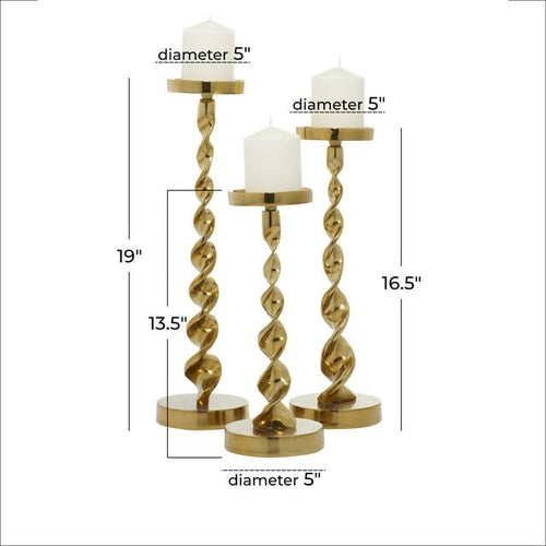 DecMode 3 Candle Gold Aluminum Candle Holder, Set of 3 EasyOptionXY LLC