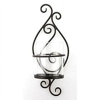 Stonebriar Collection Black Metal Scrolled Pillar Candle Sconce EasyOptionXY LLC