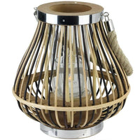 9.25" Rustic Chic Pear Shaped Rattan Candle Holder Lantern with Jute Handle EasyOptionXY LLC