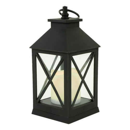 9" LED Battery Operated Black Lantern with Flameless Candle EasyOptionXY LLC
