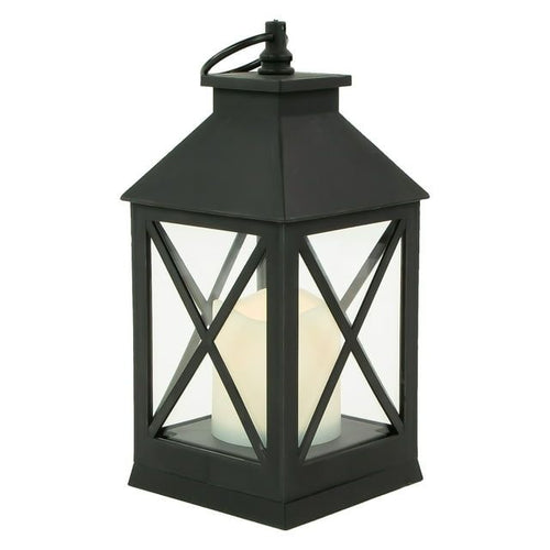 9" LED Battery Operated Black Lantern with Flameless Candle EasyOptionXY LLC