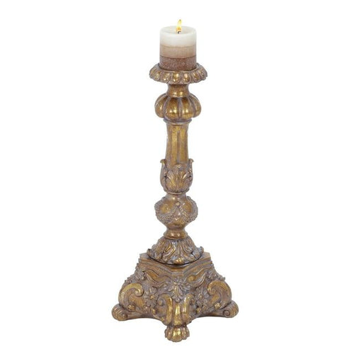 DecMode Gold Polystone Tall Standing Candle Holder EasyOptionXY LLC