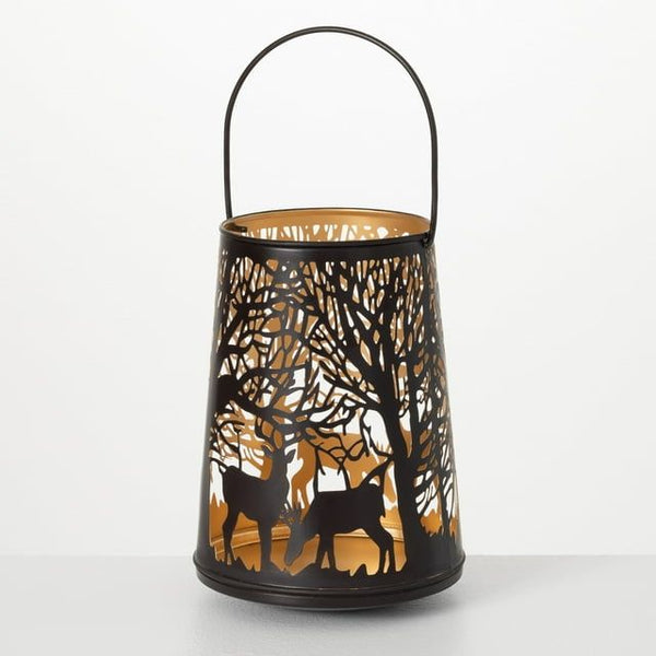 Sullivans Deer Lantern Brown 15"H Metal EasyOptionXY LLC