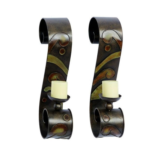 DecMode 2 Holder Black Metal Wall Sconce, Set of 2 EasyOptionXY LLC