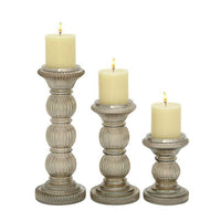 The Novogratz 3 Candle Gray Glass Handmade Turned Style Pillar Candle Holder, Set of 3 EasyOptionXY LLC