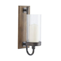 DecMode Farmhouse Rectangular Wooden Candle Wall Sconce, 5"W x 16"H with Brown and Black Matte Finish EasyOptionXY LLC