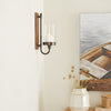 DecMode Farmhouse Rectangular Wooden Candle Wall Sconce, 5"W x 16"H with Brown and Black Matte Finish EasyOptionXY LLC