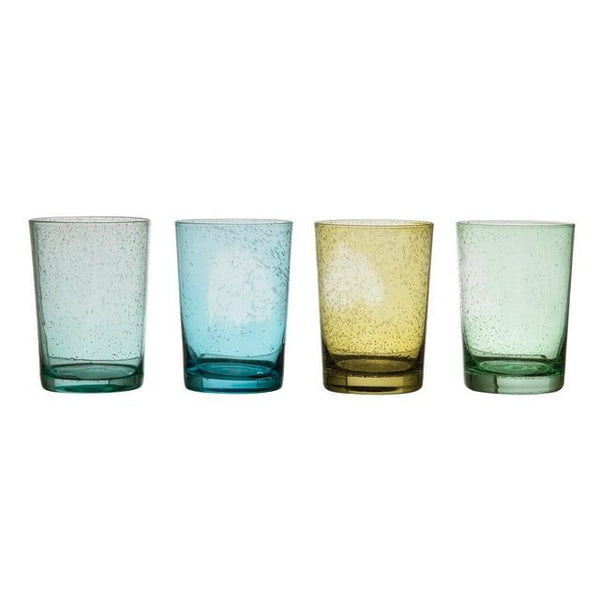 Creative Co-Op Set of 4, 4.25"H Glass Solid Color Bubble Glass, 4 Styles EasyOptionXY LLC